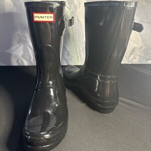 Hunter Womens Org Original 11.5” Short Gloss Black Rain Boots US 10 New, No Box